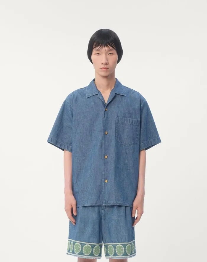 Valentino Denim Man Denim Bowling Shirt For Man In Denim Denim Valentino Denim Man Denim Bowling Shirt For Man In Denim Denim