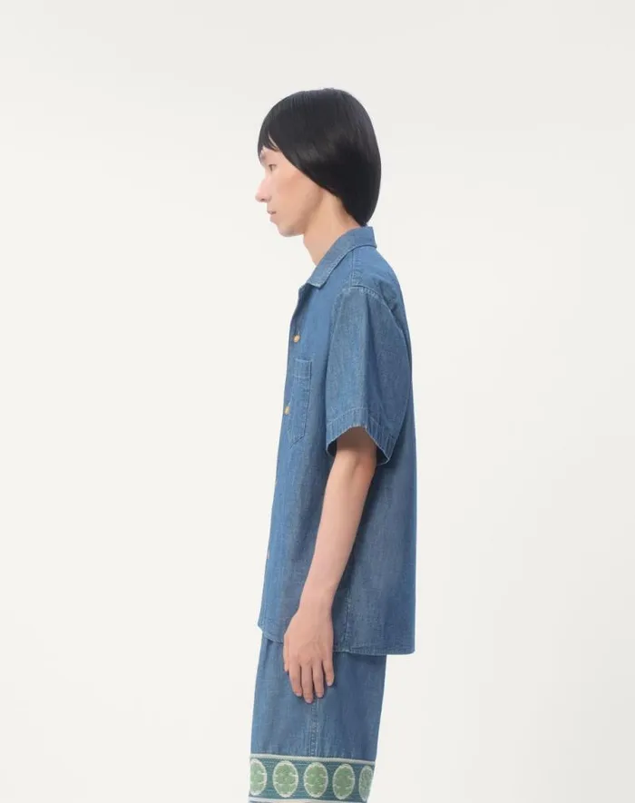 Valentino Denim Man Denim Bowling Shirt For Man In Denim Denim Valentino Denim Man Denim Bowling Shirt For Man In Denim Denim