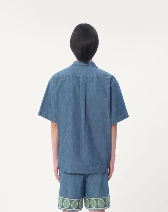 Valentino Denim Man Denim Bowling Shirt For Man In Denim Denim Valentino Denim Man Denim Bowling Shirt For Man In Denim Denim