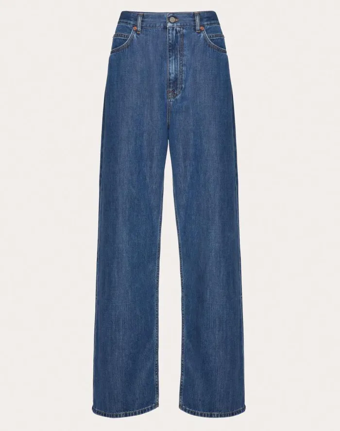 Valentino Denim Woman Blue Medio Denim Pants For Woman In Denim Denim