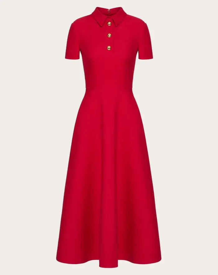 Valentino Dresses Woman Crepe Couture Midi Dress For Woman In Red Red