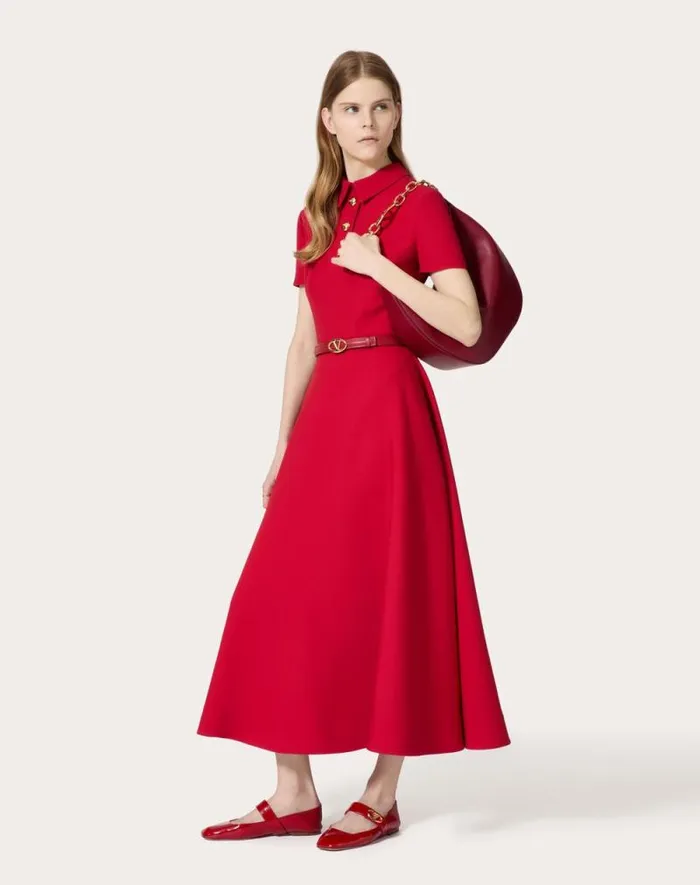 Valentino Dresses Woman Crepe Couture Midi Dress For Woman In Red Red Valentino Dresses Woman Crepe Couture Midi Dress For Woman In Red Red