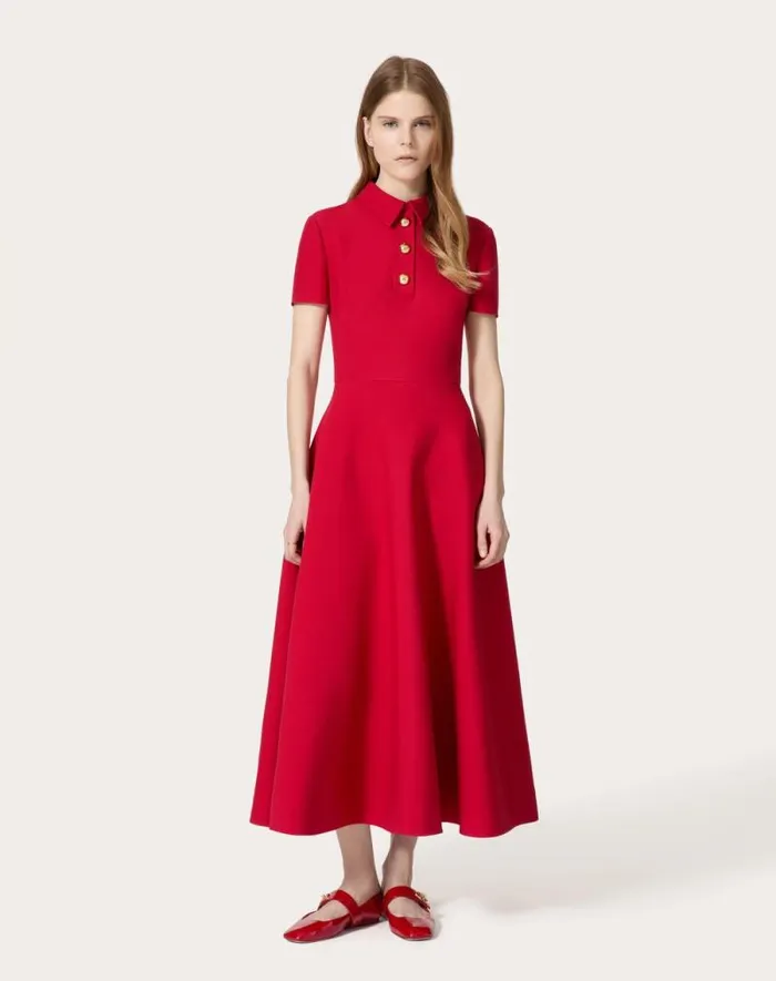 Valentino Dresses Woman Crepe Couture Midi Dress For Woman In Red Red Valentino Dresses Woman Crepe Couture Midi Dress For Woman In Red Red