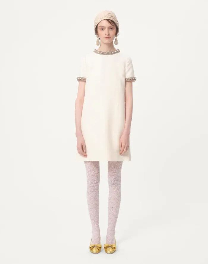 Valentino Dresses Woman Embroidered Crepe Couture Short Dress For Woman In Ivorymulticolor Ivorymulticolor Valentino Dresses Woman Embroidered Crepe Couture Short Dress For Woman In Ivorymulticolor Ivorymulticolor