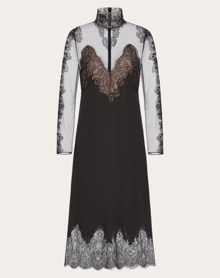 Valentino Dresses Woman Georgette Midi Dress For Woman In Black Black