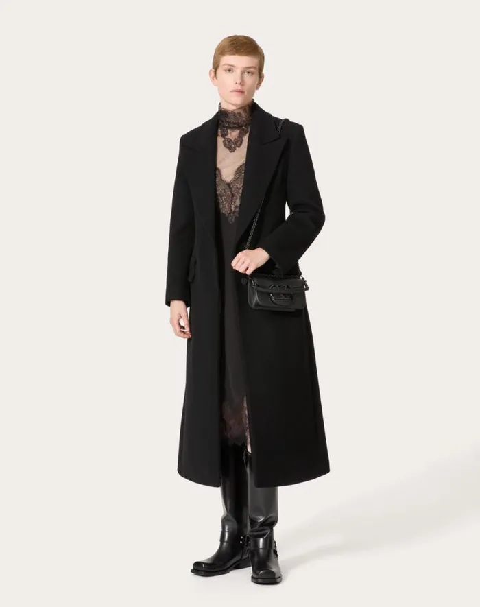 Valentino Dresses Woman Georgette Midi Dress For Woman In Black Black Valentino Dresses Woman Georgette Midi Dress For Woman In Black Black