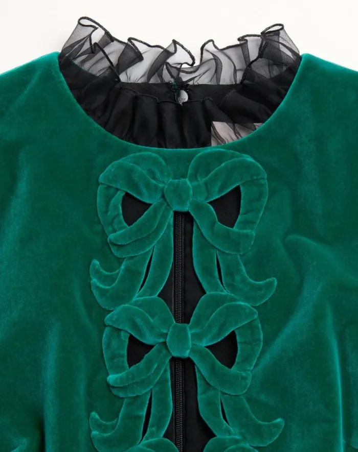 Valentino Dresses Woman Short Embroidered Organza Dress For Woman In Blackgreen Blackgreen Valentino Dresses Woman Short Embroidered Organza Dress For Woman In Blackgreen Blackgreen