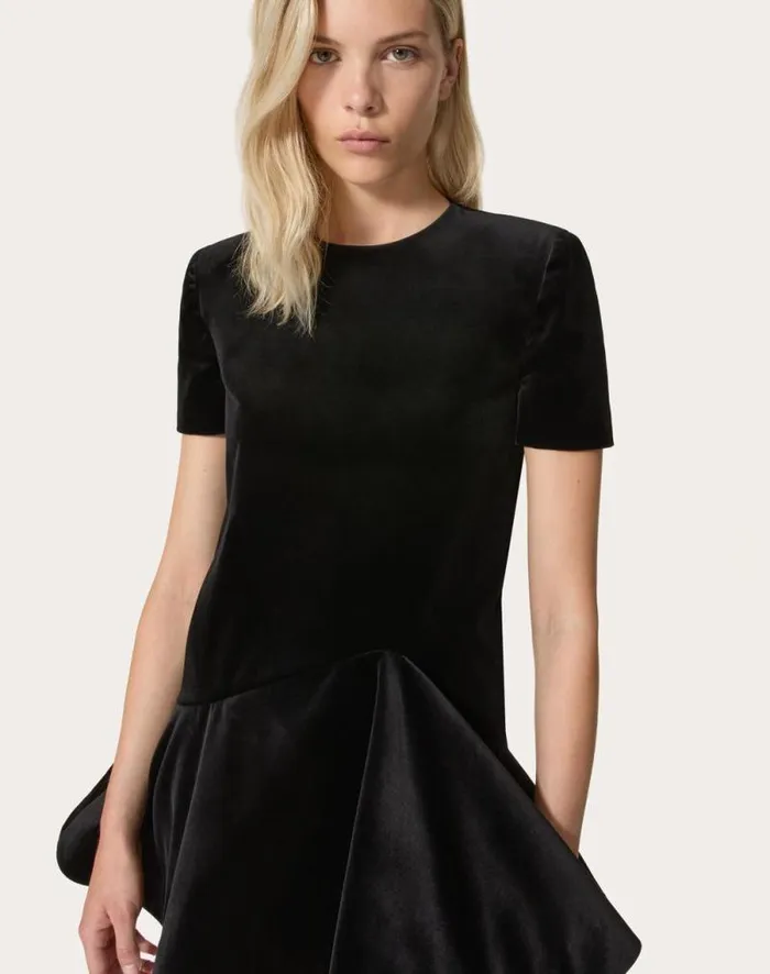 Valentino Dresses Woman Short Velvet Dress For Woman In Black Black Valentino Dresses Woman Short Velvet Dress For Woman In Black Black