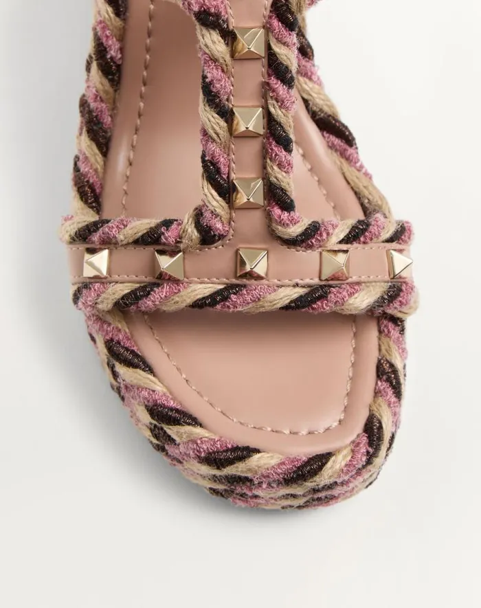 Valentino Espadrilles And Wedges Woman Rockstud Wedge In Calfskin 90mm For Woman In Rose Cannelle Rose Cannelle Valentino Espadrilles And Wedges Woman Rockstud Wedge In Calfskin 90mm For Woman In Rose Cannelle Rose Cannelle