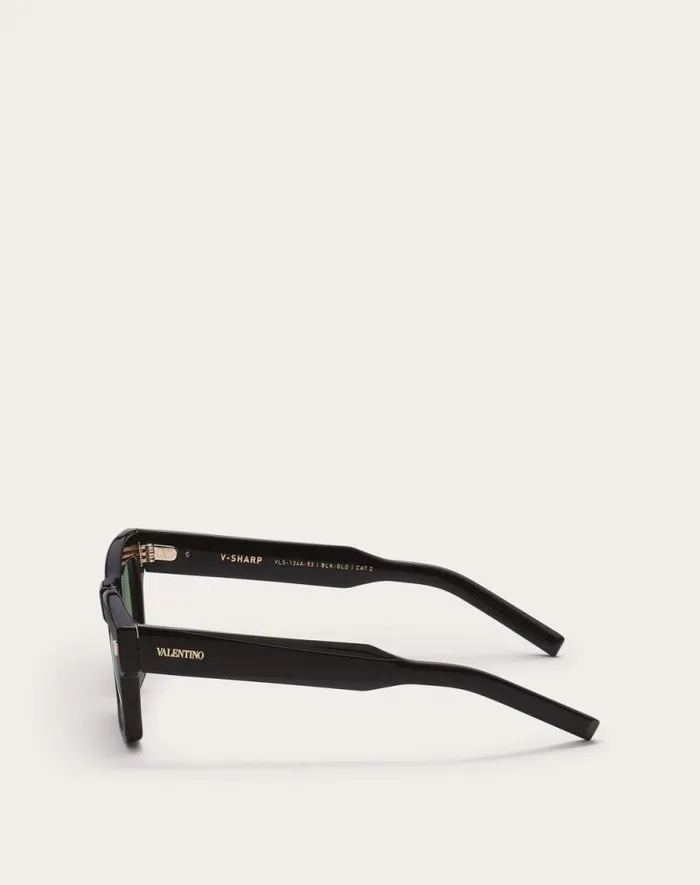 Valentino Eyewear WomanMan Vsharp Rectangular Acetate Frame In Dark Green Dark Green