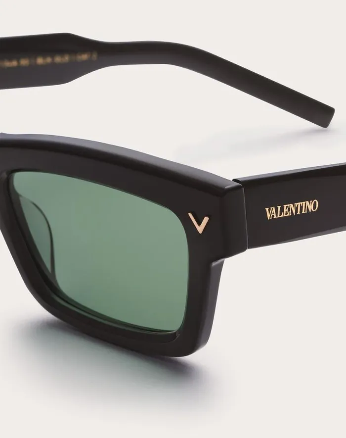 Valentino Eyewear WomanMan Vsharp Rectangular Acetate Frame In Dark Green Dark Green