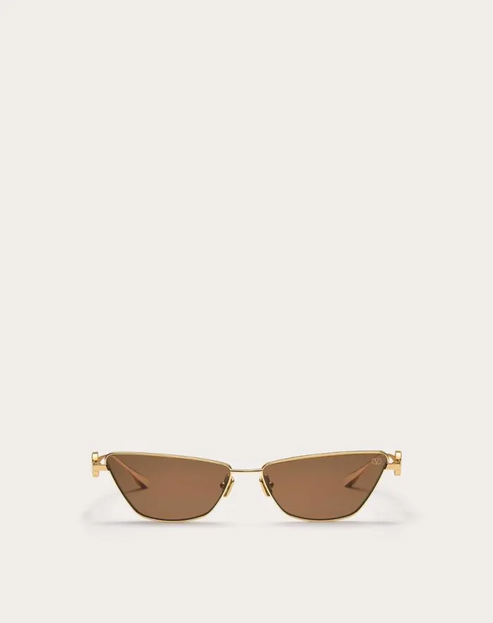 Valentino Eyewear Woman Vlogo Sign Cateye Titanium Frame In Brown Brown