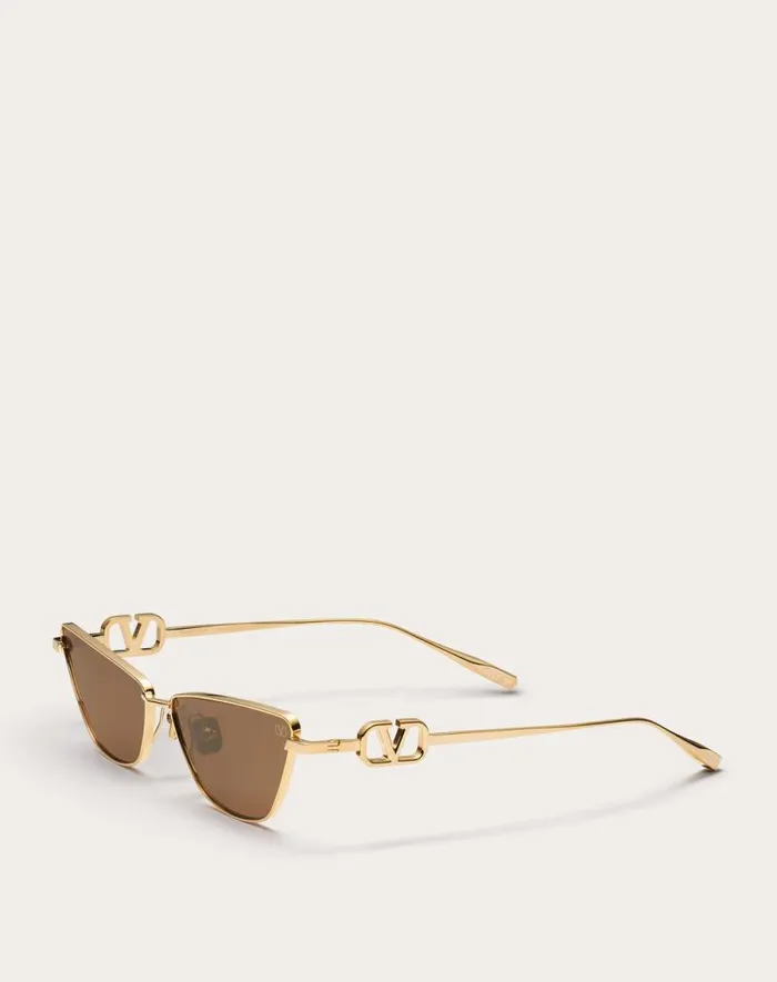 Valentino Eyewear Woman Vlogo Sign Cateye Titanium Frame In Brown Brown