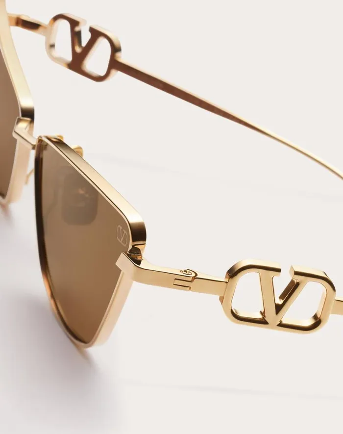 Valentino Eyewear Woman Vlogo Sign Cateye Titanium Frame In Brown Brown