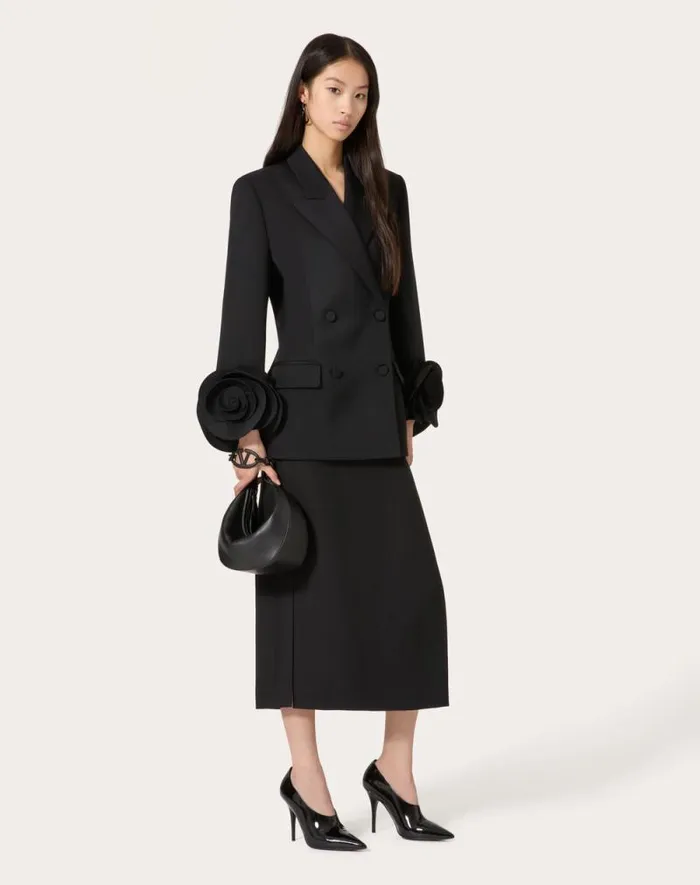 Valentino Jackets And Blazers Woman Grisaille Jacket For Woman In Black Black Valentino Jackets And Blazers Woman Grisaille Jacket For Woman In Black Black