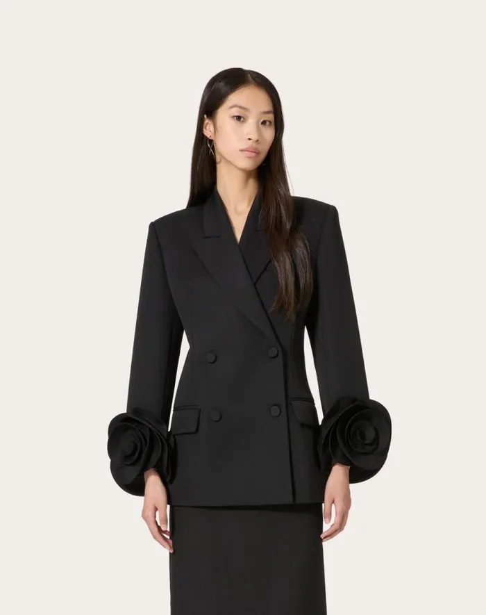 Valentino Jackets And Blazers Woman Grisaille Jacket For Woman In Black Black Valentino Jackets And Blazers Woman Grisaille Jacket For Woman In Black Black