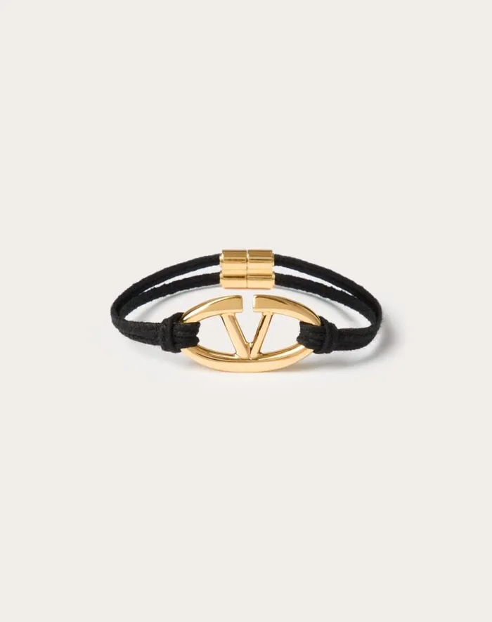 Valentino Jewelry Man The Bold Edition Vlogo Rope And Metal Bracelet For Man In Black Black Valentino Jewelry Man The Bold Edition Vlogo Rope And Metal Bracelet For Man In Black Black