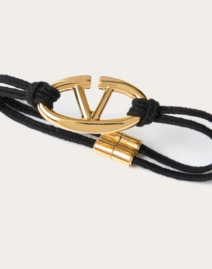 Valentino Jewelry Man The Bold Edition Vlogo Rope And Metal Bracelet For Man In Black Black Valentino Jewelry Man The Bold Edition Vlogo Rope And Metal Bracelet For Man In Black Black