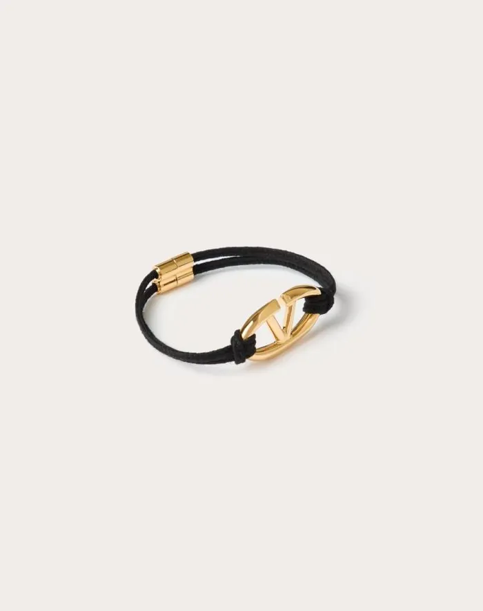 Valentino Jewelry Man The Bold Edition Vlogo Rope And Metal Bracelet For Man In Black Black Valentino Jewelry Man The Bold Edition Vlogo Rope And Metal Bracelet For Man In Black Black