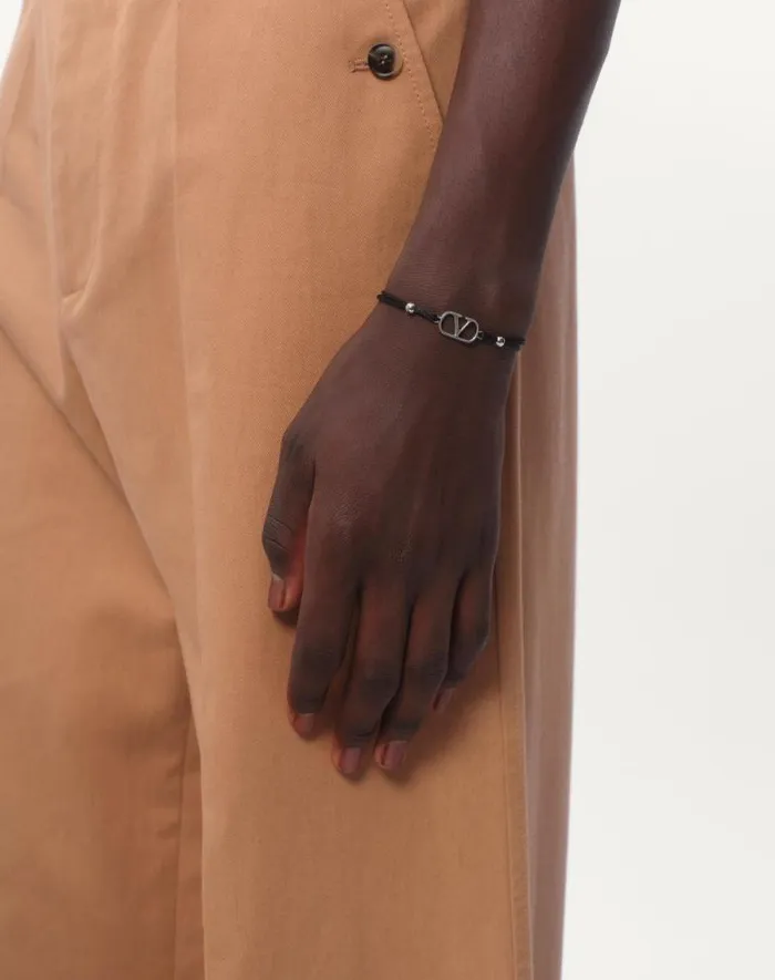 Valentino Jewelry Man Vlogo Signature Cotton Bracelet For Man In Black Black Valentino Jewelry Man Vlogo Signature Cotton Bracelet For Man In Black Black