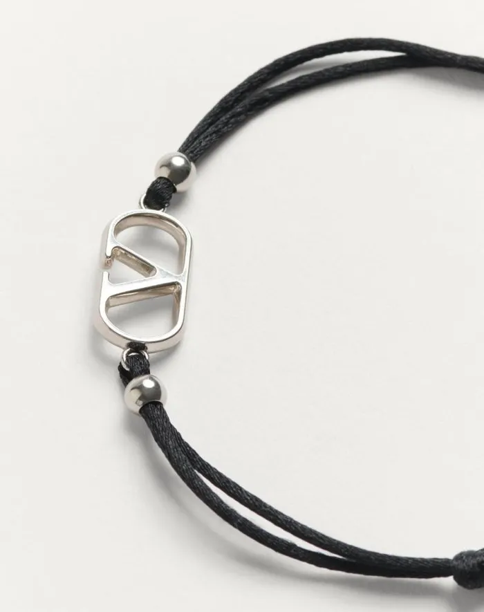 Valentino Jewelry Man Vlogo Signature Cotton Bracelet For Man In Black Black Valentino Jewelry Man Vlogo Signature Cotton Bracelet For Man In Black Black