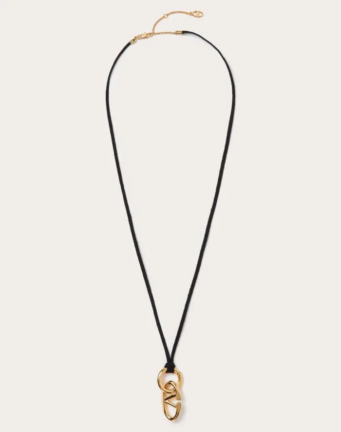 Valentino Jewelry Man Vlogo The Bold Edition Rope And Metal Necklace For Man In Black Black Valentino Jewelry Man Vlogo The Bold Edition Rope And Metal Necklace For Man In Black Black