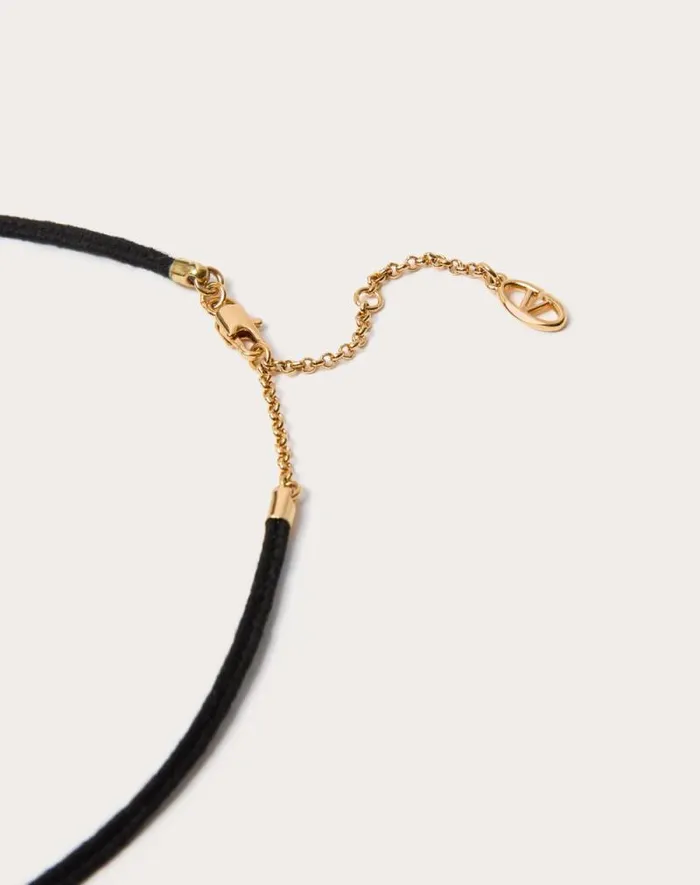Valentino Jewelry Man Vlogo The Bold Edition Rope And Metal Necklace For Man In Black Black Valentino Jewelry Man Vlogo The Bold Edition Rope And Metal Necklace For Man In Black Black