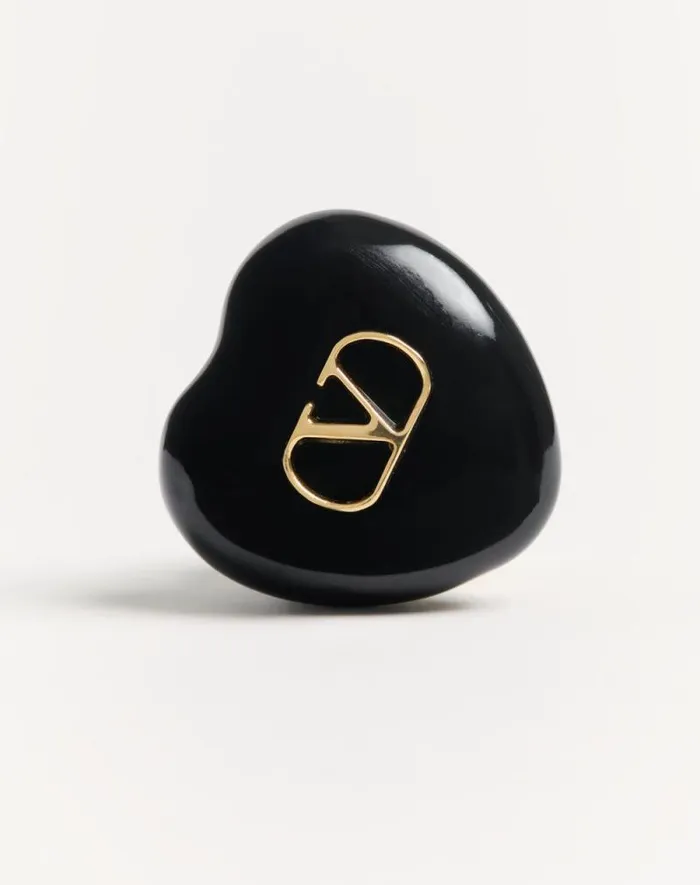 Valentino Jewelry Woman Coeur Royal Earrings In Metal And Enamel For Woman In Goldblack Goldblack Valentino Jewelry Woman Coeur Royal Earrings In Metal And Enamel For Woman In Goldblack Goldblack
