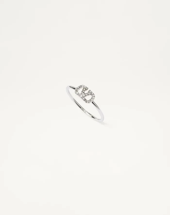 Valentino Jewelry Woman Vlogo Signature Metal And Swarovski Crystal Ring For Woman In Palladiumcrystal Palladiumcrystal Valentino Jewelry Woman Vlogo Signature Metal And Swarovski Crystal Ring For Woman In Palladiumcrystal Palladiumcrystal