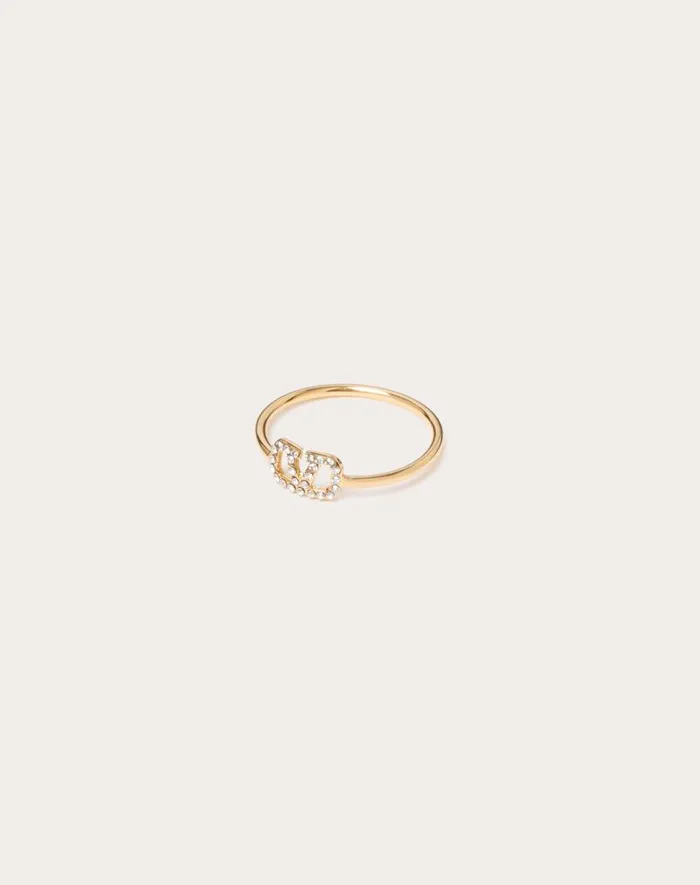 Valentino Jewelry Woman Vlogo Signature Metal And Swarovski Crystal Ring For Woman In Palladiumcrystal Palladiumcrystal Valentino Jewelry Woman Vlogo Signature Metal And Swarovski Crystal Ring For Woman In Palladiumcrystal Palladiumcrystal