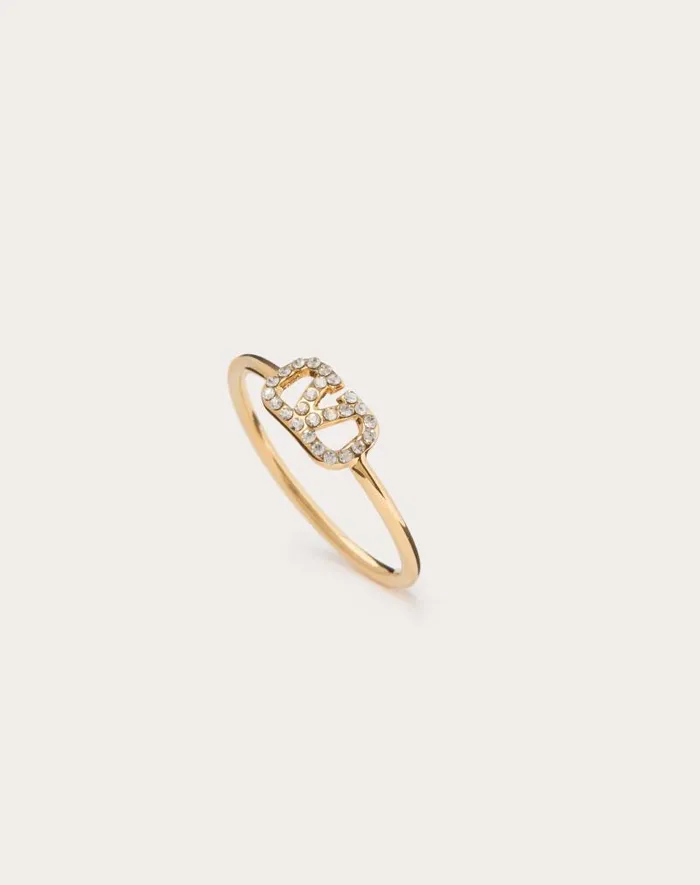 Valentino Jewelry Woman Vlogo Signature Metal And Swarovski Crystal Ring For Woman In Palladiumcrystal Palladiumcrystal Valentino Jewelry Woman Vlogo Signature Metal And Swarovski Crystal Ring For Woman In Palladiumcrystal Palladiumcrystal