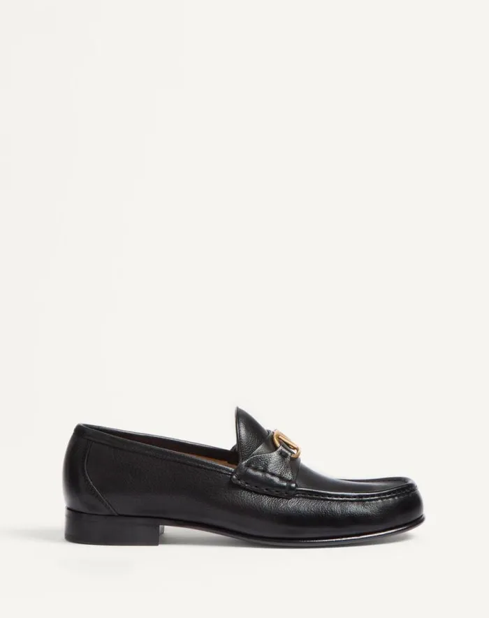 Valentino Laceups And Loafers Man Vlogo Signature Buffalo Loafer For Man In Black Black Valentino Laceups And Loafers Man Vlogo Signature Buffalo Loafer For Man In Black Black