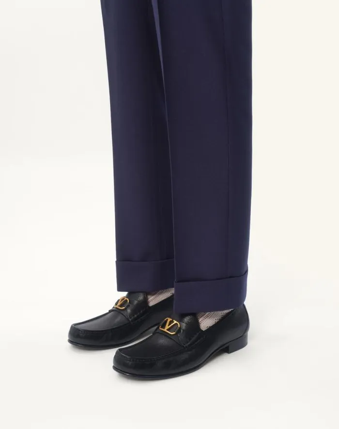 Valentino Laceups And Loafers Man Vlogo Signature Buffalo Loafer For Man In Black Black Valentino Laceups And Loafers Man Vlogo Signature Buffalo Loafer For Man In Black Black