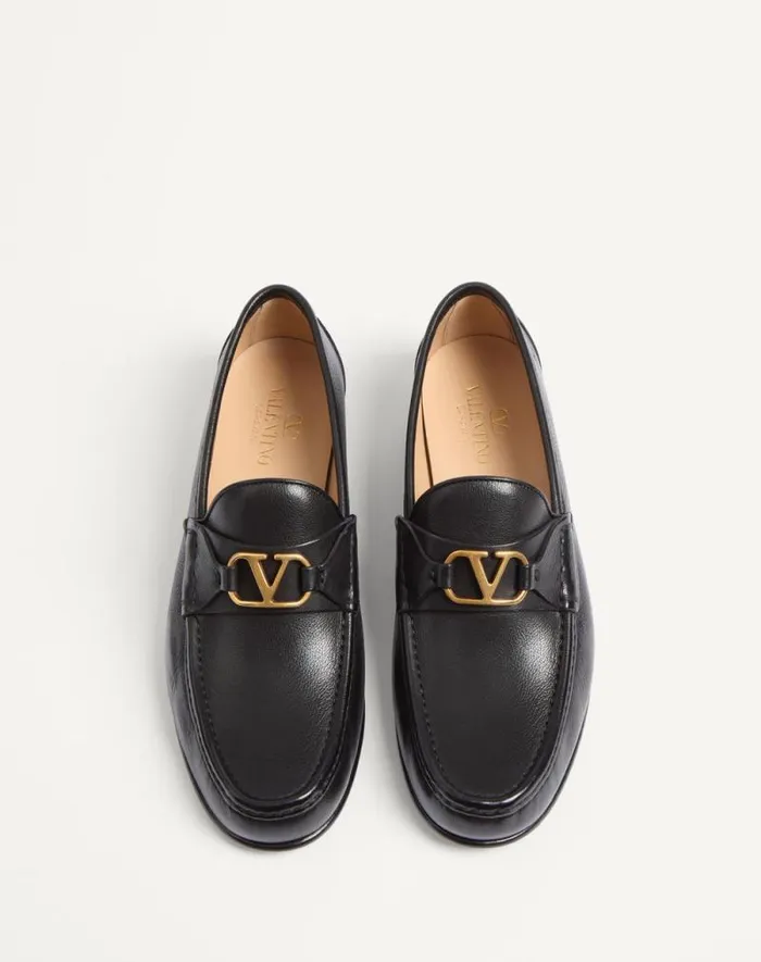 Valentino Laceups And Loafers Man Vlogo Signature Buffalo Loafer For Man In Black Black Valentino Laceups And Loafers Man Vlogo Signature Buffalo Loafer For Man In Black Black