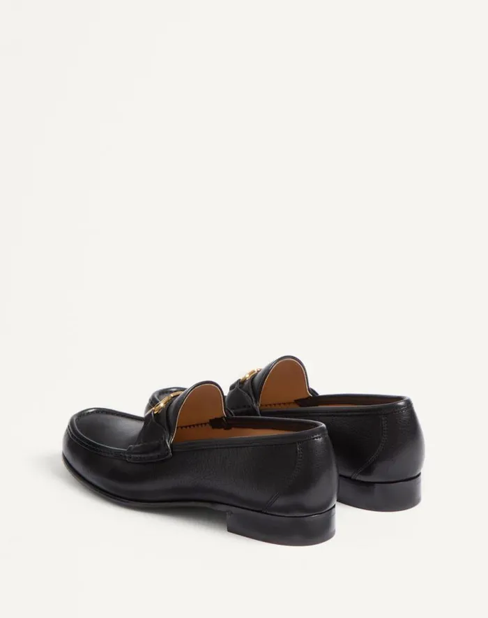Valentino Laceups And Loafers Man Vlogo Signature Buffalo Loafer For Man In Black Black Valentino Laceups And Loafers Man Vlogo Signature Buffalo Loafer For Man In Black Black