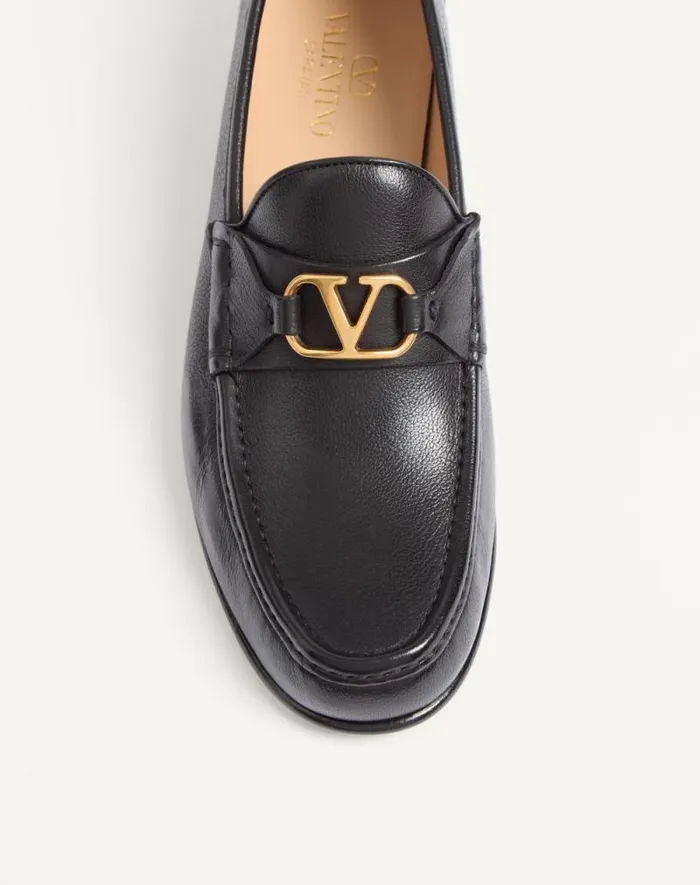 Valentino Laceups And Loafers Man Vlogo Signature Buffalo Loafer For Man In Black Black Valentino Laceups And Loafers Man Vlogo Signature Buffalo Loafer For Man In Black Black
