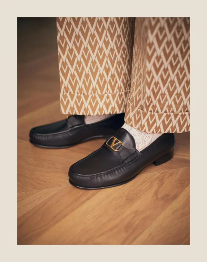 Valentino Laceups And Loafers Man Vlogo Signature Buffalo Loafer For Man In Black Black Valentino Laceups And Loafers Man Vlogo Signature Buffalo Loafer For Man In Black Black