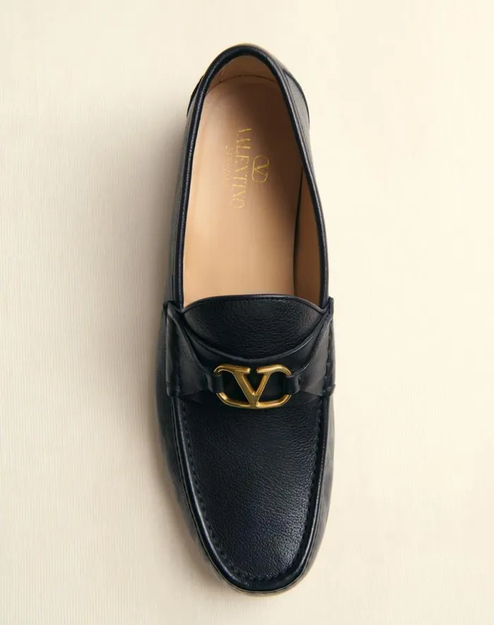 Valentino Laceups And Loafers Man Vlogo Signature Buffalo Loafer For Man In Black Black Valentino Laceups And Loafers Man Vlogo Signature Buffalo Loafer For Man In Black Black