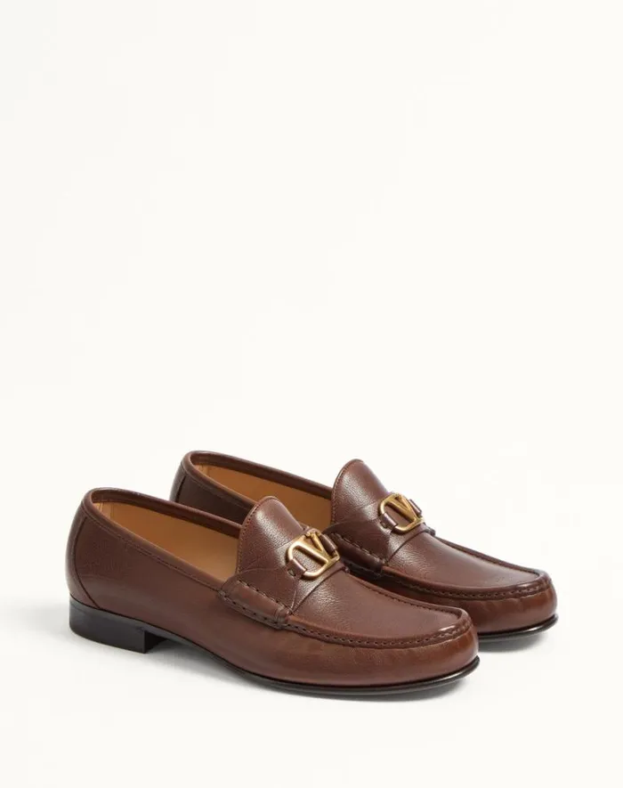 Valentino Laceups And Loafers Man Vlogo Signature Buffalo Loafer For Man In Black Black Valentino Laceups And Loafers Man Vlogo Signature Buffalo Loafer For Man In Black Black