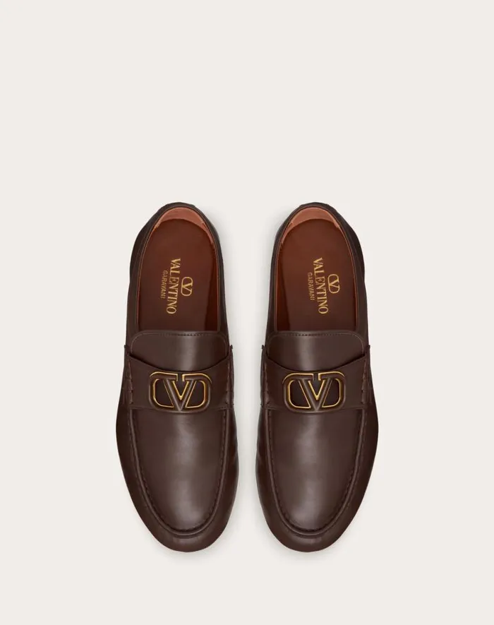 Valentino Laceups And Loafers Man Vlogo Signature Calfskin Nappa Loafer For Man In Black Black Valentino Laceups And Loafers Man Vlogo Signature Calfskin Nappa Loafer For Man In Black Black