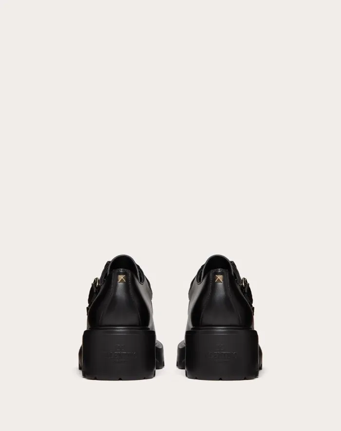 Valentino Loafers And Oxfords Woman Rockstud Single Monk Strap In Calfskin 55mm For Woman In Black Black Valentino Loafers And Oxfords Woman Rockstud Single Monk Strap In Calfskin 55mm For Woman In Black Black