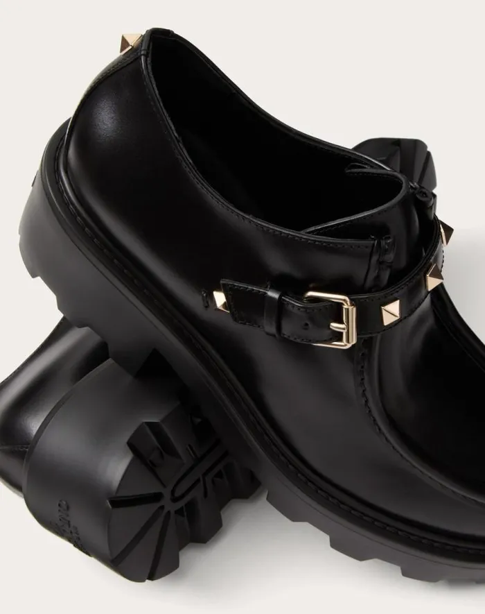 Valentino Loafers And Oxfords Woman Rockstud Single Monk Strap In Calfskin 55mm For Woman In Black Black Valentino Loafers And Oxfords Woman Rockstud Single Monk Strap In Calfskin 55mm For Woman In Black Black