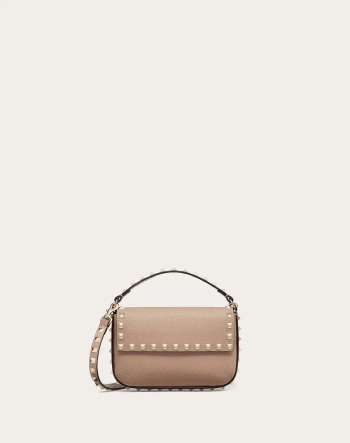 Valentino Mini Bags Woman Rockstud Grainy Calfskin Pouch For Woman In Black Black Valentino Mini Bags Woman Rockstud Grainy Calfskin Pouch For Woman In Black Black