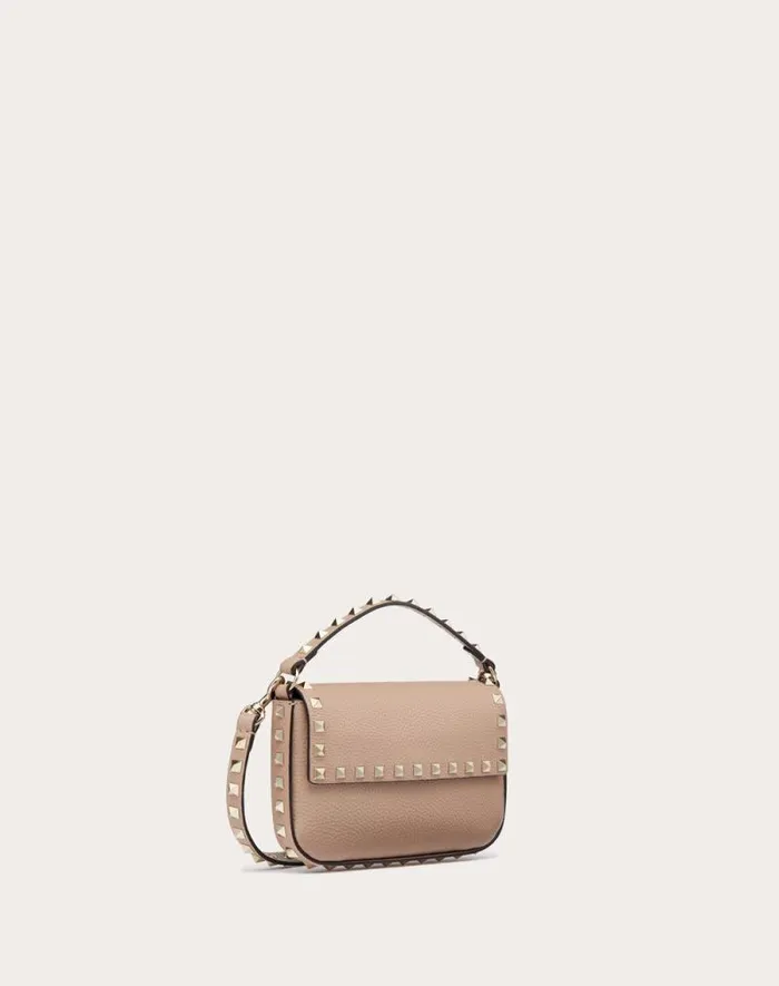 Valentino Mini Bags Woman Rockstud Grainy Calfskin Pouch For Woman In Black Black Valentino Mini Bags Woman Rockstud Grainy Calfskin Pouch For Woman In Black Black