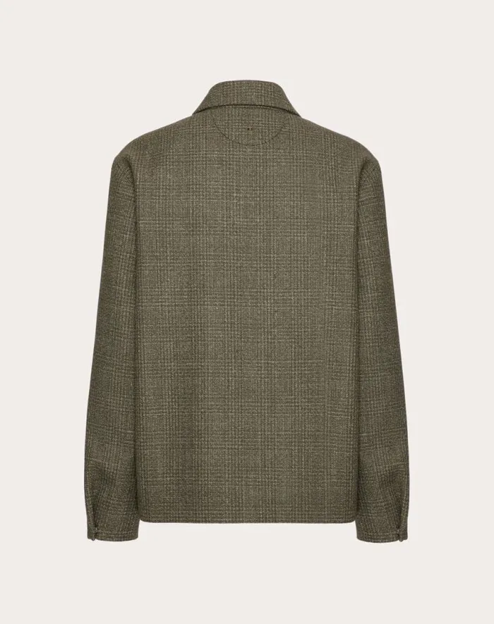Valentino Outerwear Man Wool And Cotton Jacket With Vlogo Signature Patch For Man In Military Green Military Green Valentino Outerwear Man Wool And Cotton Jacket With Vlogo Signature Patch For Man In Military Green Military Green