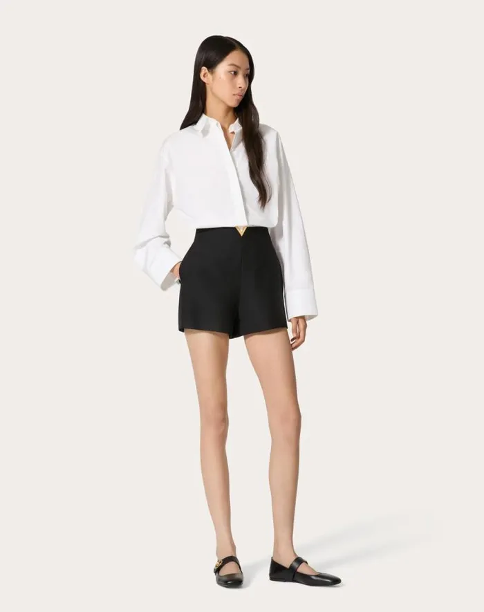 Valentino Pants And Shorts Woman Crepe Couture Shorts For Woman In Ivory Ivory Valentino Pants And Shorts Woman Crepe Couture Shorts For Woman In Ivory Ivory