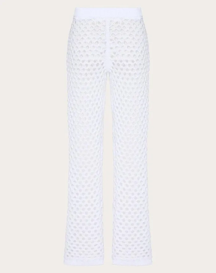 Valentino Pants And Shorts Woman Viscose Lurex And Sequin Pants For Woman In White White Valentino Pants And Shorts Woman Viscose Lurex And Sequin Pants For Woman In White White