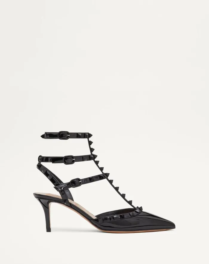 Valentino Pumps Woman Patent Rockstud Pumps With Matching Straps And Studs 65 Mm For Woman In Black Black Valentino Pumps Woman Patent Rockstud Pumps With Matching Straps And Studs 65 Mm For Woman In Black Black