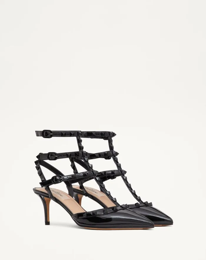 Valentino Pumps Woman Patent Rockstud Pumps With Matching Straps And Studs 65 Mm For Woman In Black Black Valentino Pumps Woman Patent Rockstud Pumps With Matching Straps And Studs 65 Mm For Woman In Black Black