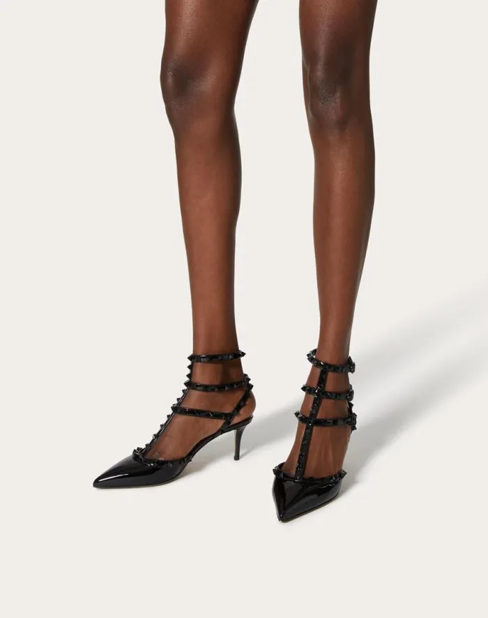 Valentino Pumps Woman Patent Rockstud Pumps With Matching Straps And Studs 65 Mm For Woman In Black Black Valentino Pumps Woman Patent Rockstud Pumps With Matching Straps And Studs 65 Mm For Woman In Black Black